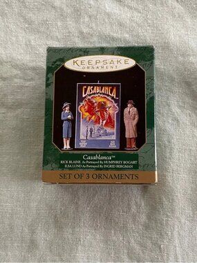 NWT Hallmark 1997 Casablanca Rick Ilsa poster set of 3 miniature ornaments